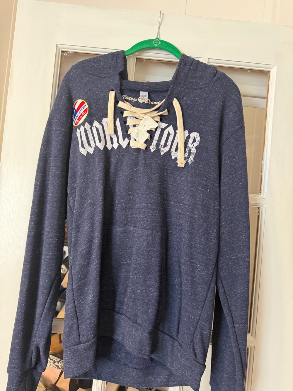 Men or women’s Lace-Up Bruce Springsteen Hooded Sweatshirt with White Script
